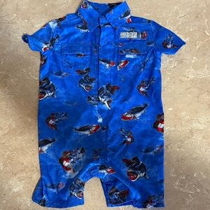 Shark Print Blue UPF 30 outfit